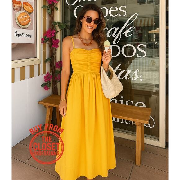 RARE!!! MANGO Sweetheart Neckline Midi Dress NWT - Picture 1 of 16